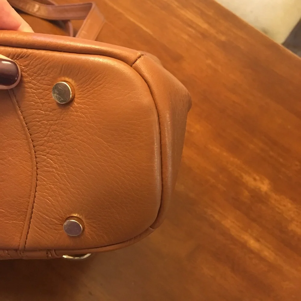 Tan Leather Diaper Bag by Lily Jade